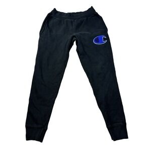 Mens Champion Reverse Weave Sweatpants Big C Logo Black Size Medium Joggers